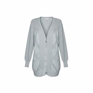 Victoria’s Secret Cotton Cashmere Pointelle Chevron Knit Cardigan Blue Gray S